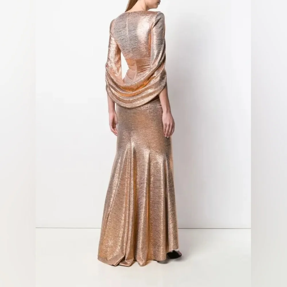 NWT NEW Talbot Runhof 12 Rosin Cape Gown Dress Pink Evening - Picture 3 of 15